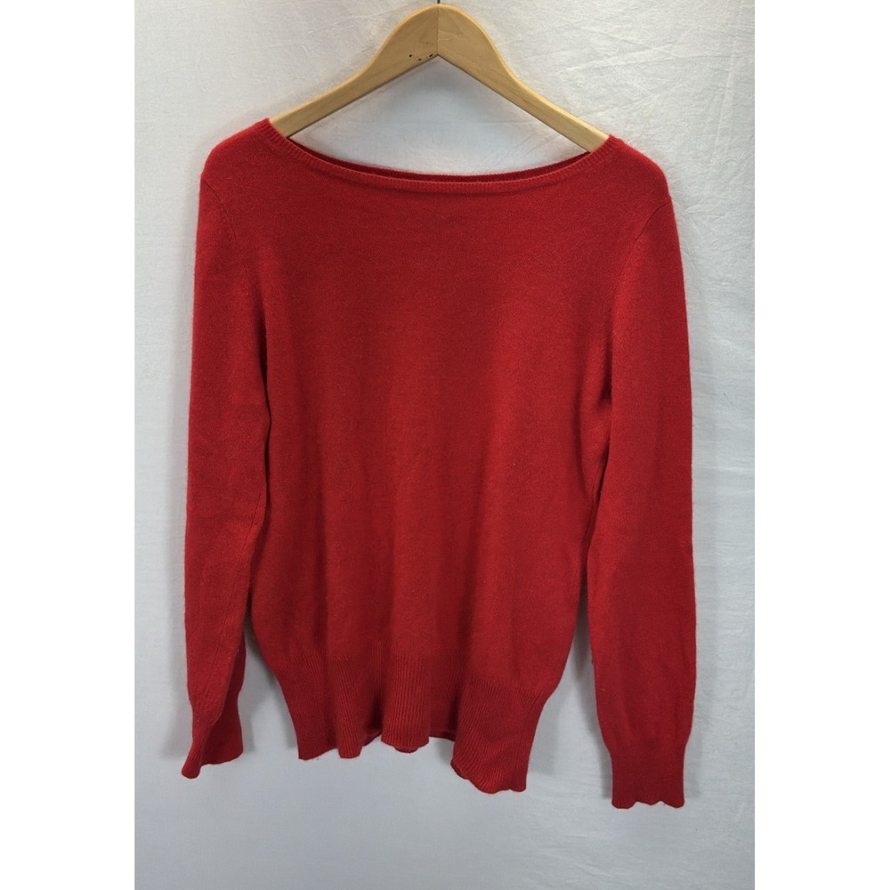 Neiman Marcus Red Cashmere Collection Sweater Womens XL Old Money Luxury Preppy
